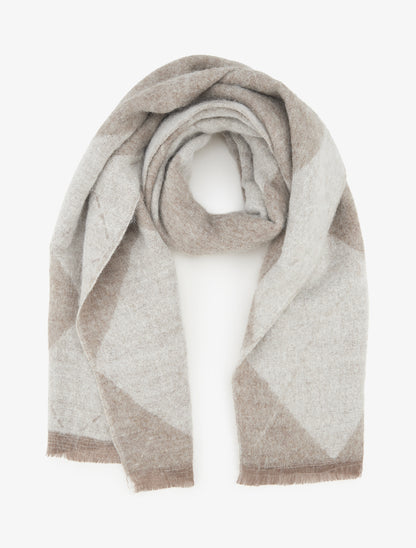 Echarpe en cachemire mélangé imprimé losange - Beige - 1