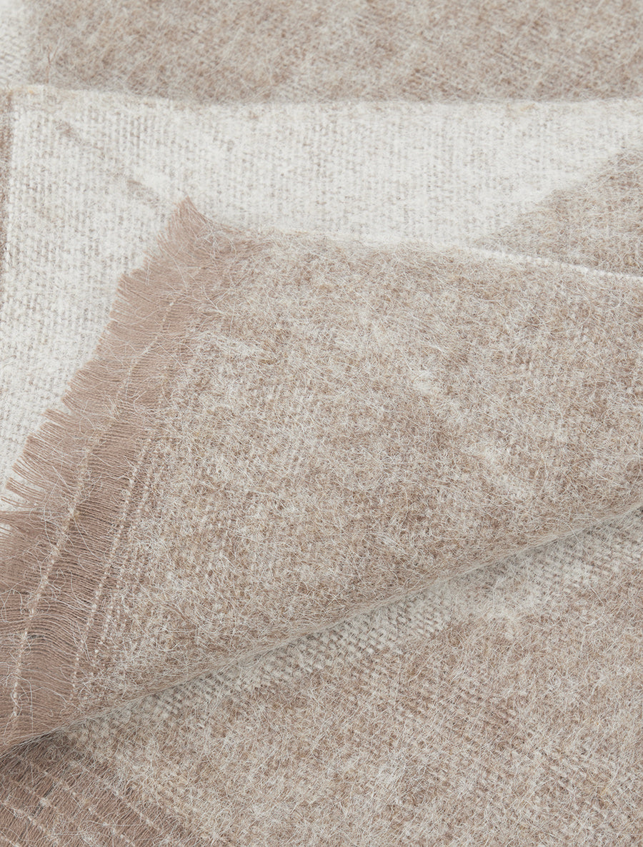 Echarpe en cachemire mélangé imprimé losange - Beige - 3