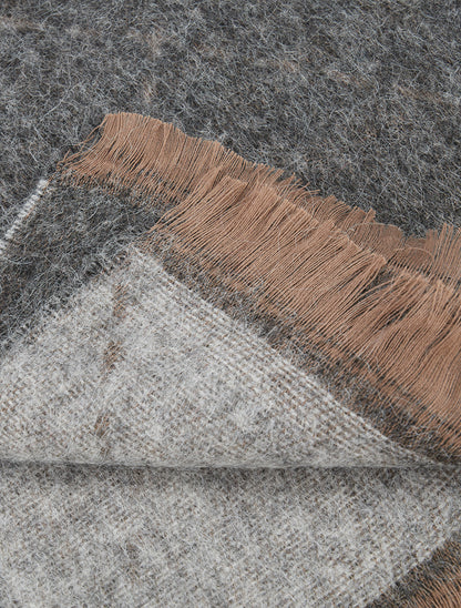 Echarpe en cachemire mélangé imprimé losange - Gris - 3
