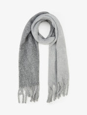 Echarpe en laine mélangée à franges - Gris - 1