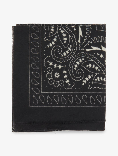 Foulard imprimé cachemire à bords effilochés - Noir - 2
