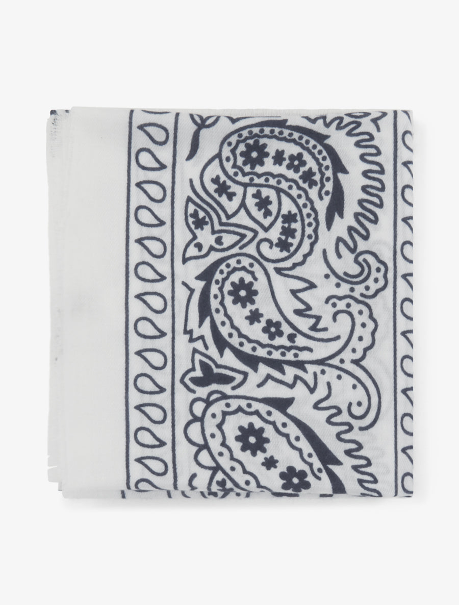 Foulard imprimé cachemire à bords effilochés - Blanc - 2