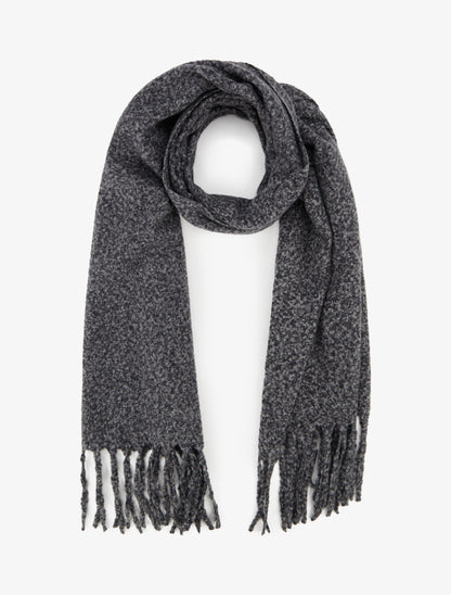 Echarpe uni à franges - Gris foncé - 1
