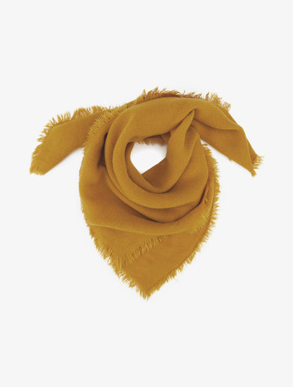 Foulard uni à bords effilochés - Jaune moutarde - 1