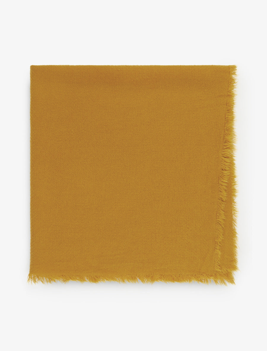 Foulard uni à bords effilochés - Jaune moutarde - 2