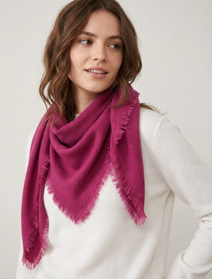 Effen sjaal met rafelige randen - Fuchsia