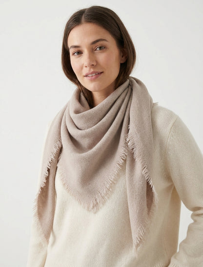Effen sjaal met rafelige randen - Beige