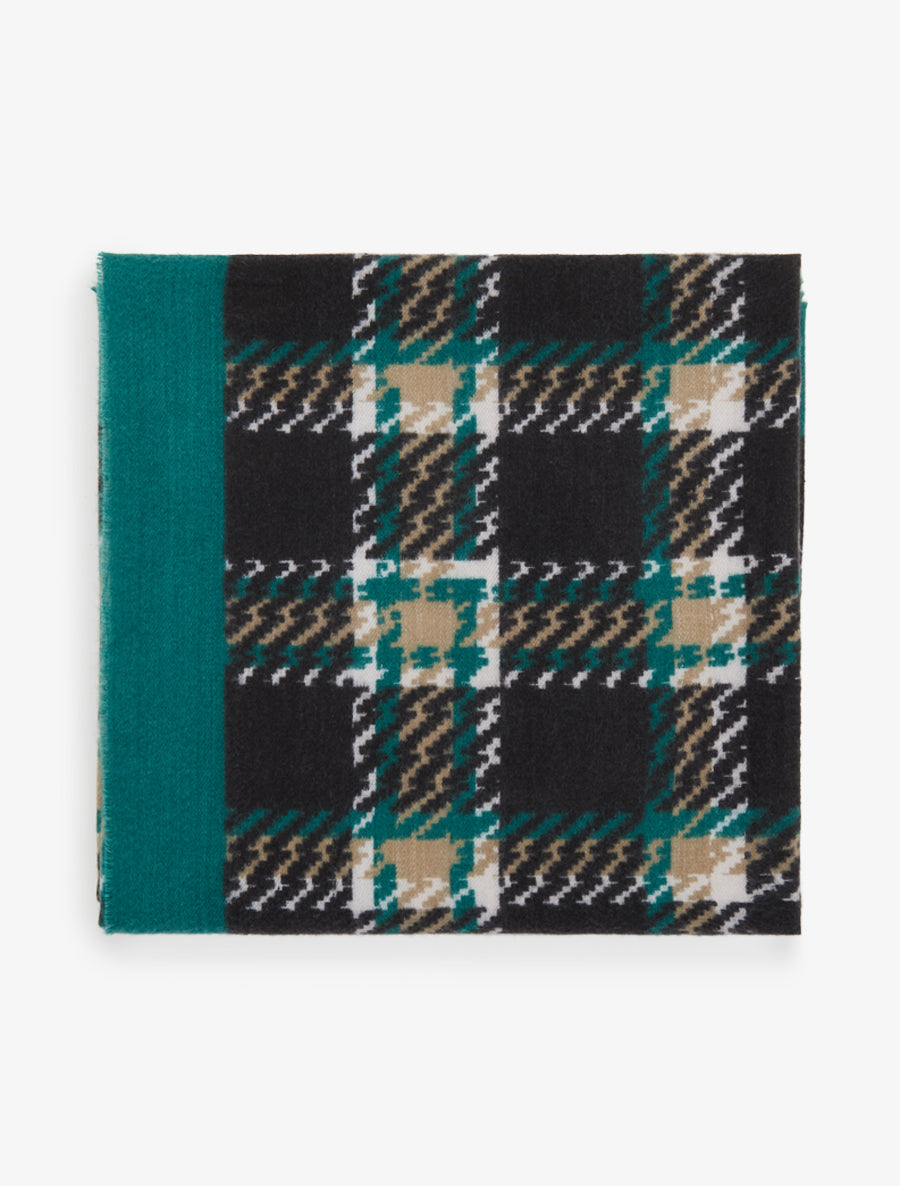 Foulard imprimé carreaux à bords effilochés - Vert - 2