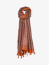 Foulard à imprimé mosaïque de fleurs et bords à pompons - Brique - 1