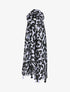 Foulard à imprimé léopard et bords à pompons - Gris clair - 1