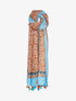 Foulard à imprimé arabesque fleurie et bords à pompons - Bleu ciel - 1