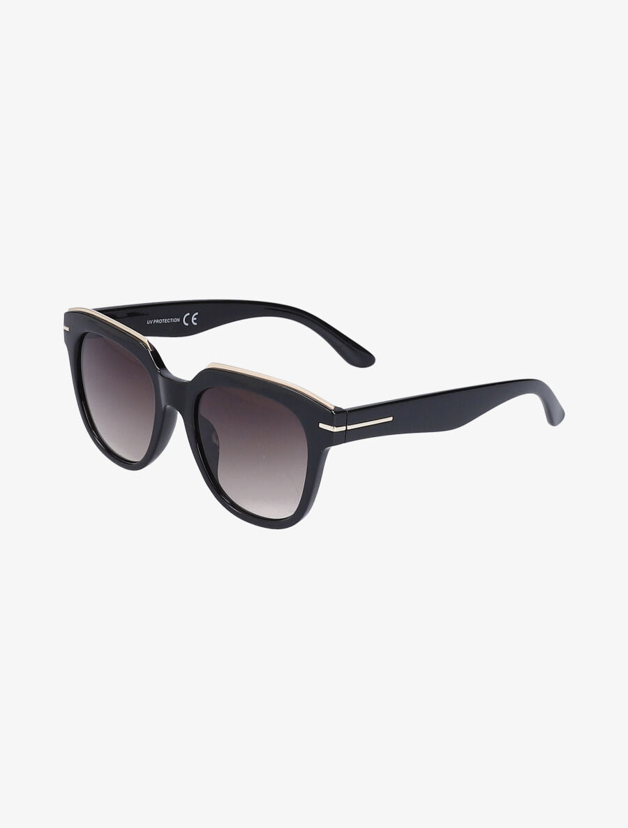 Lunettes ovales à monture détail doré - Noir - 1
