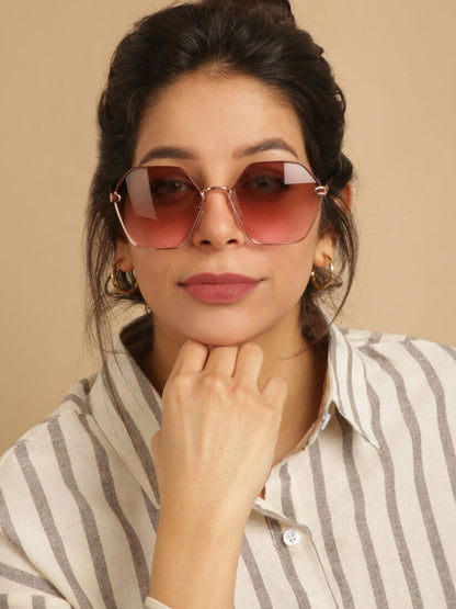 Lunettes de soleil octogonales overzise - Noir/rouge - 1