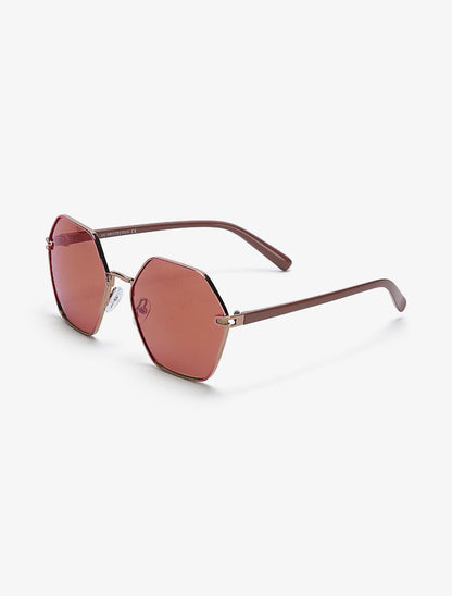 Lunettes de soleil octogonales overzise - Noir/rouge - 2