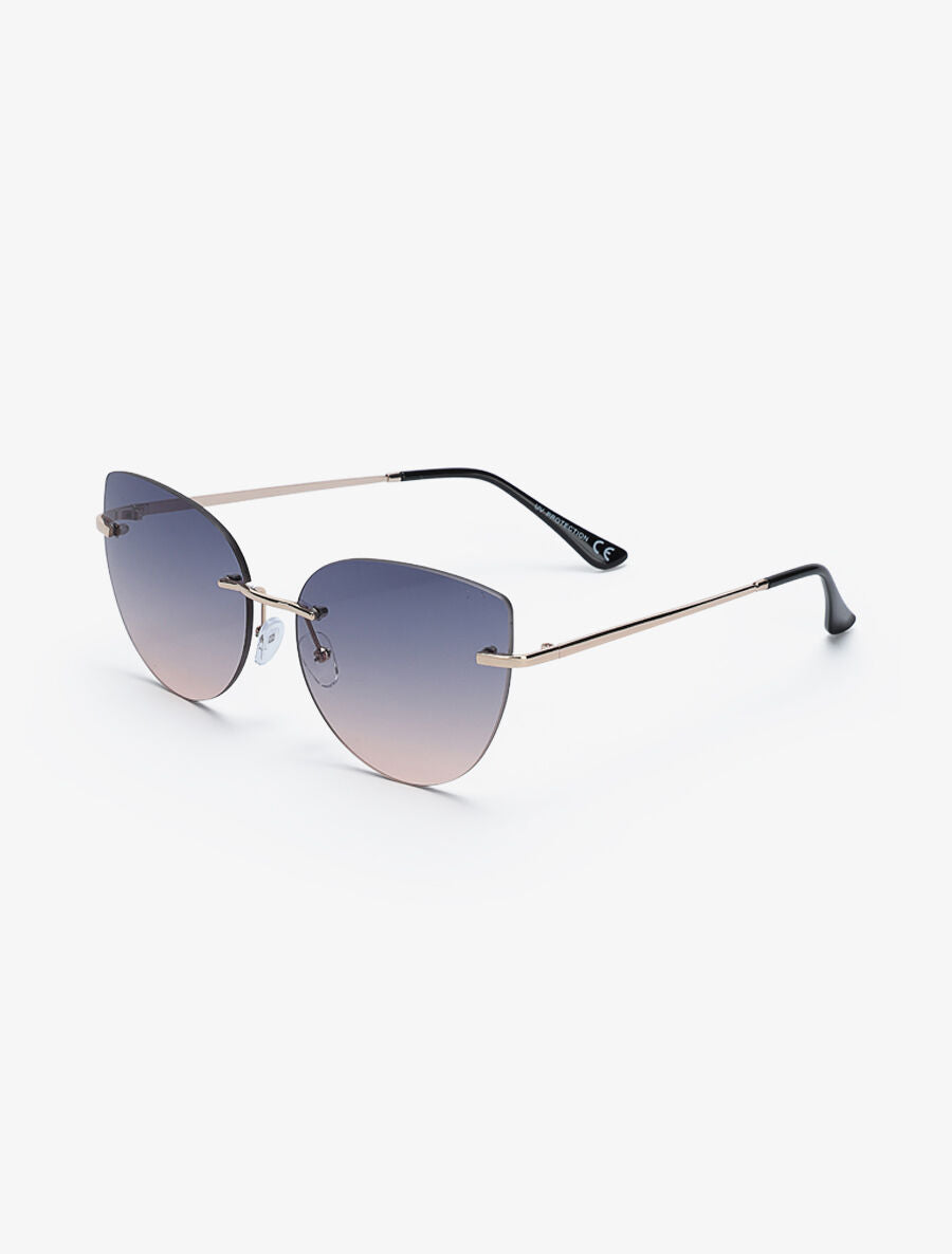 Lunettes de soleil à monture invisible - Noir/rose - 2