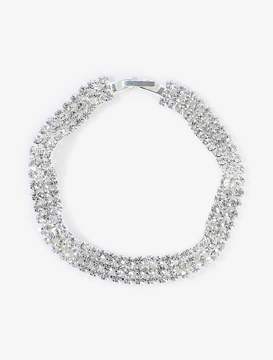 Bracelet ruban orné de zircons blancs - Argent - 2