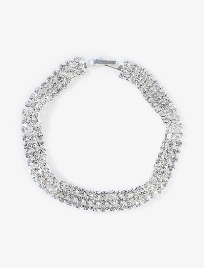 Bracelet ruban orné de zircons blancs - Argent - 2