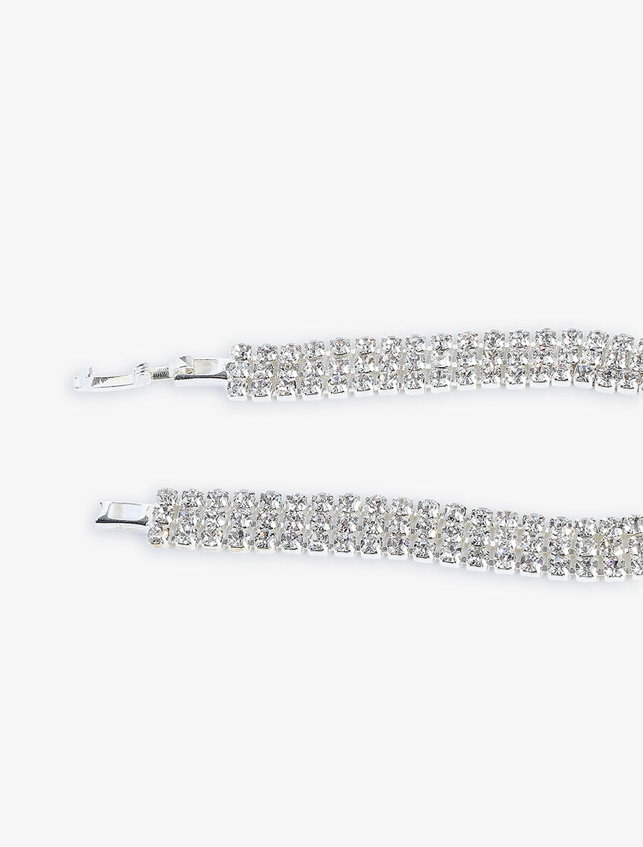 Bracelet ruban orné de zircons blancs - Argent - 3