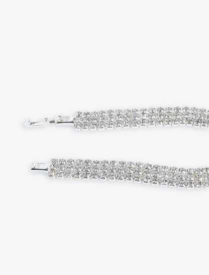 Bracelet ruban orné de zircons blancs - Argent - 3