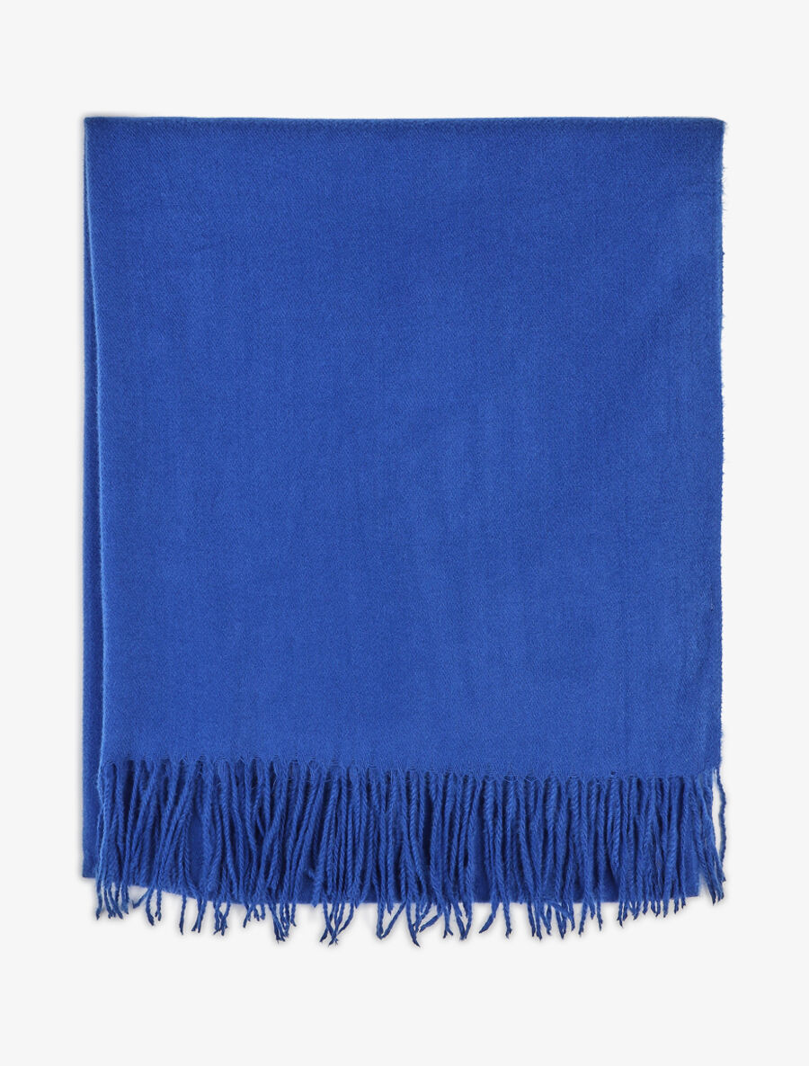 Echarpe en laine mélangée à franges - Bleu roi - 2