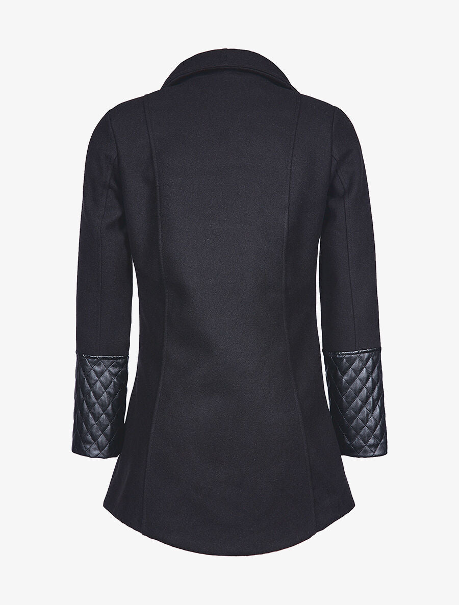 Manteau manchons en simili - Noir - 2