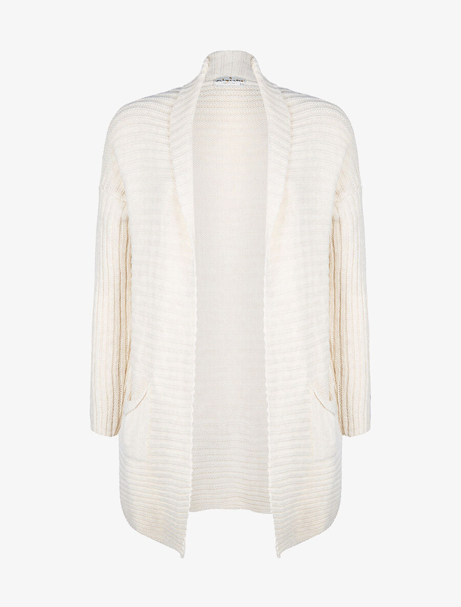 Gilet long maille - beige - 1