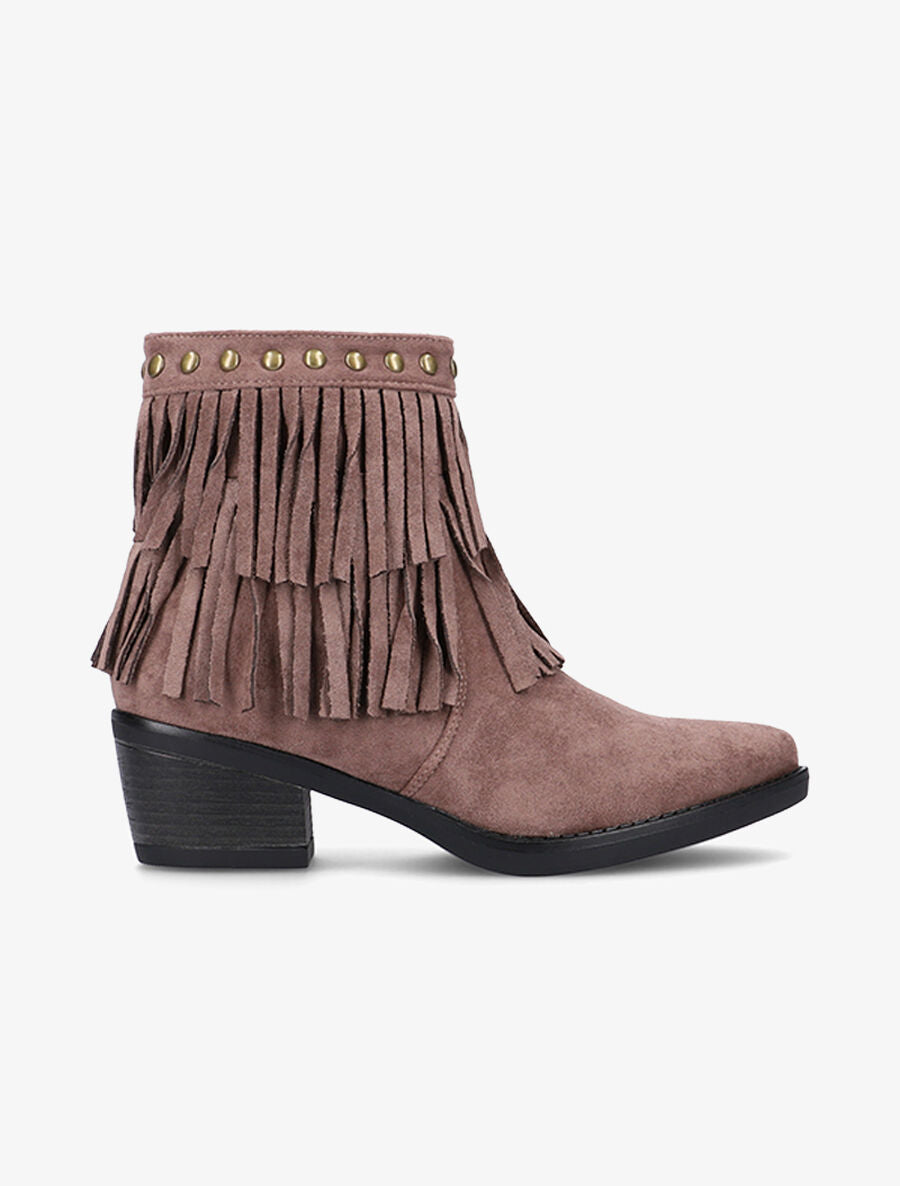 Boots pointues à franges - Taupe - 1