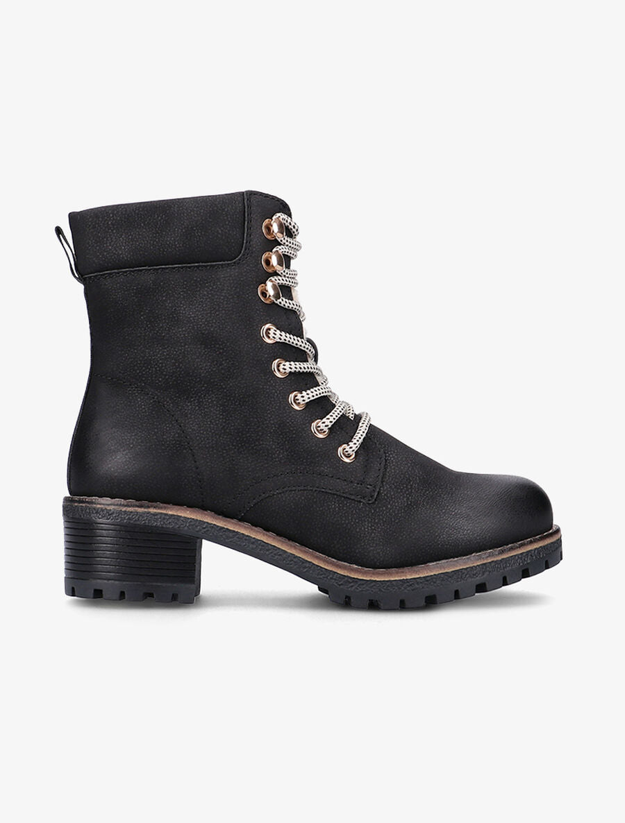 Boots à languette et intérieur duveteux - Noir - 1