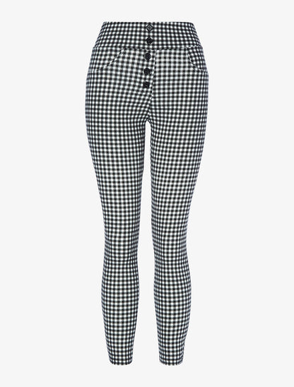 Legging taille haute vichy - Noir - 1