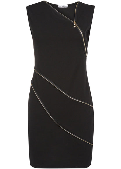 Robe à zips en biais - Noir - 1
