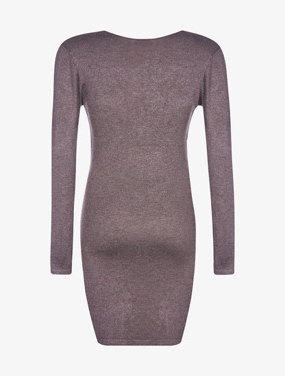 Robe-pull taille zippée - marron - 2