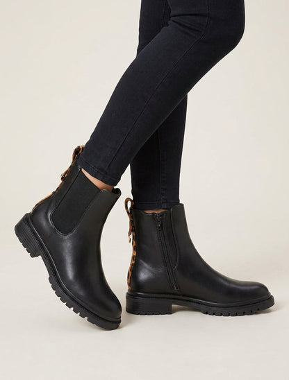 Chelsea boots met gestileerde hielversteviging - Zwart/luipaard