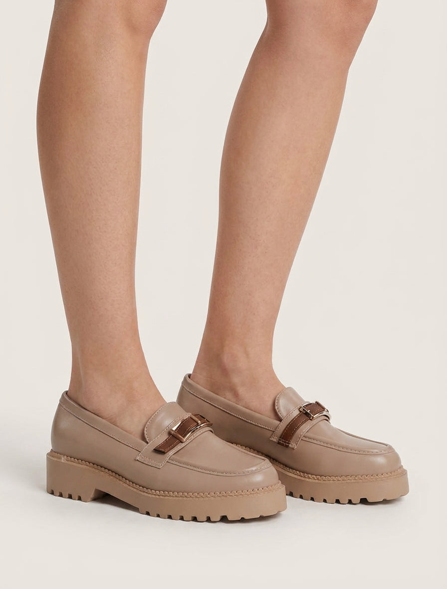Loafers met gegroefde zool en metalen gesp - Mol