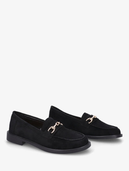 Mocassins en suédine à bijou fantaisie en métal - Noir - 4