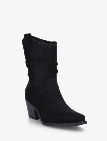 Bottines plissées en suédine - Noir - 2