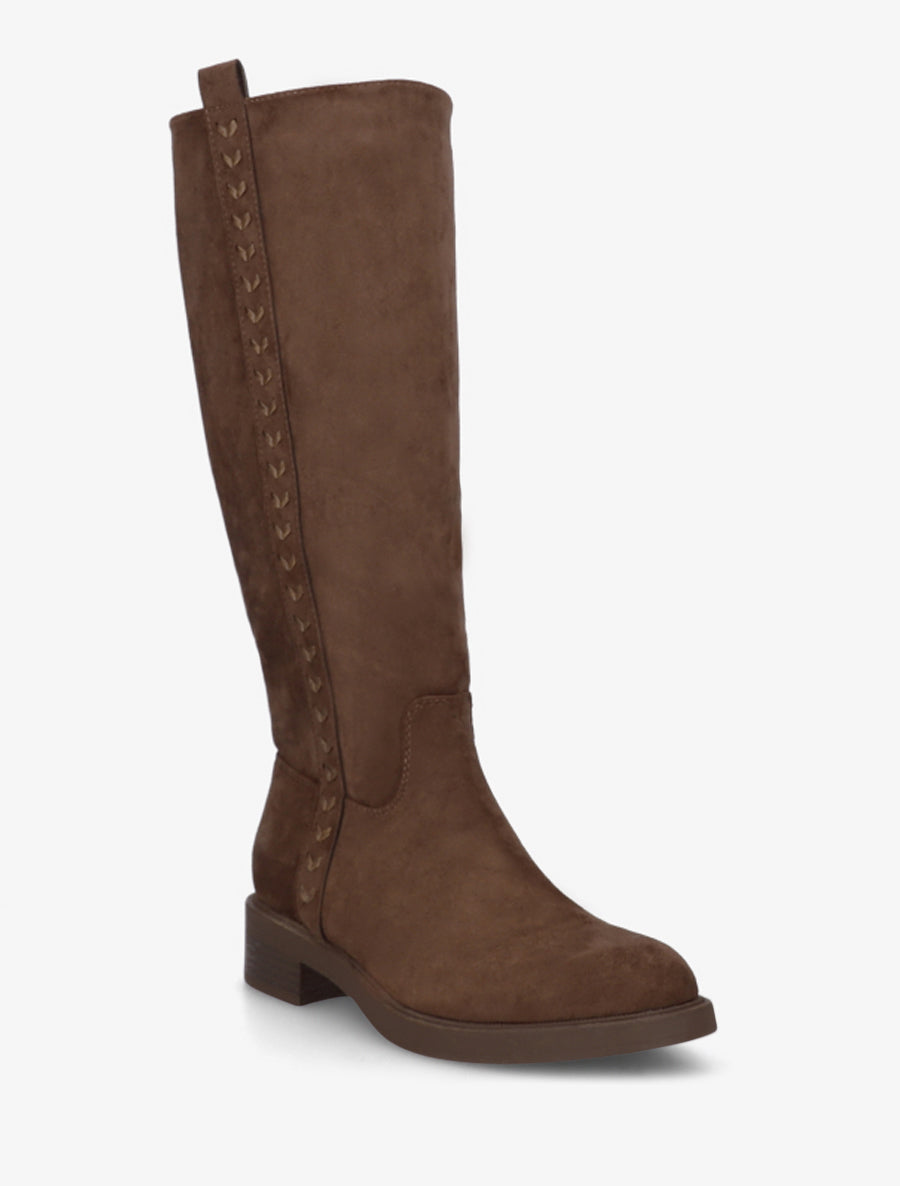 Bottes unies en suédine - Marron - 2