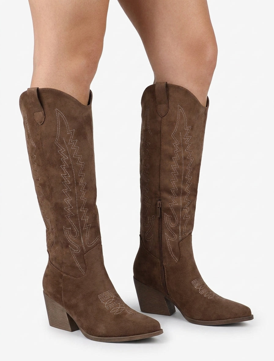 Cowboystijl laarzen in suèdelook - Bruin