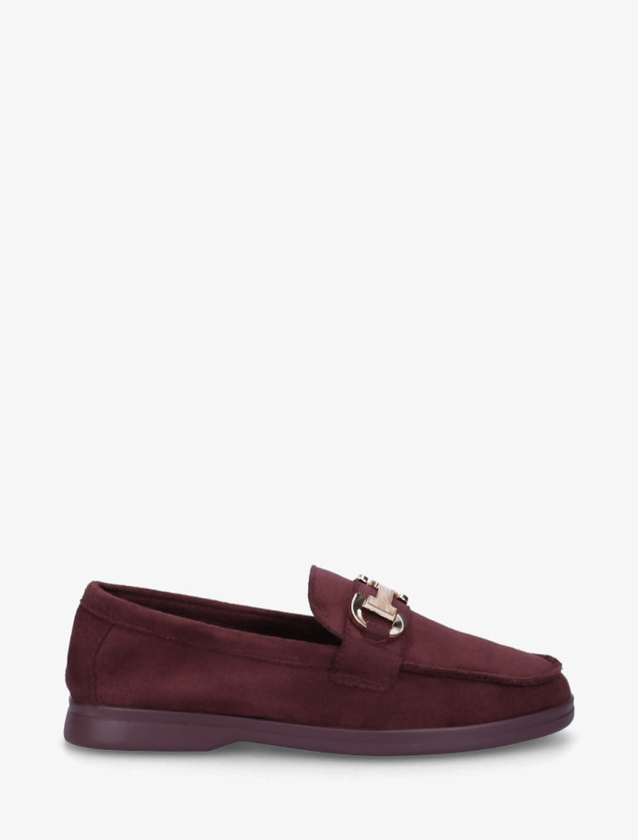 Mocassins unis en suédine - Lie de vin - 1