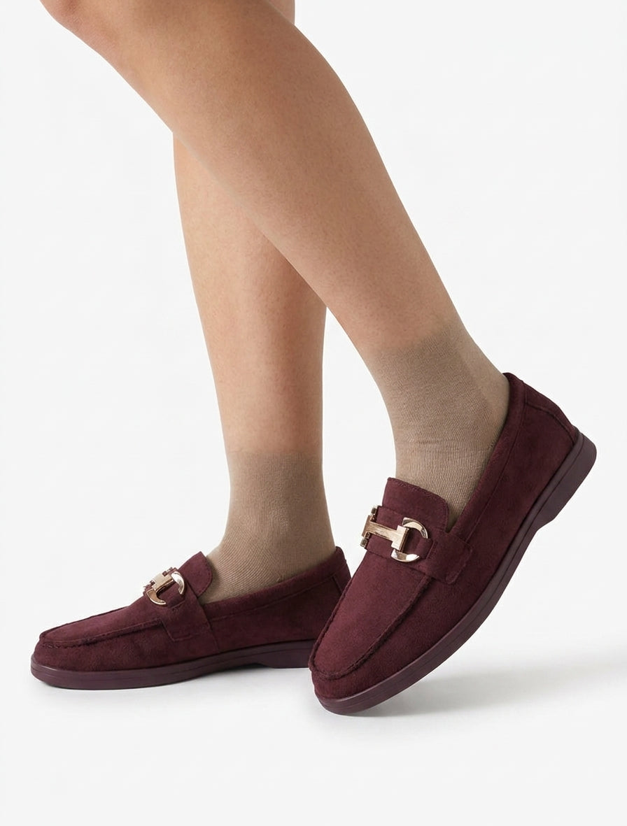 Effen suède mocassins - Wijnrood