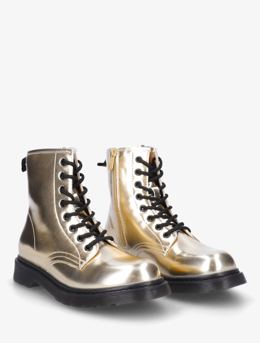Bottines nacrées à lacets - Or - 4