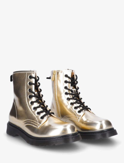 Bottines nacrées à lacets - Or - 4