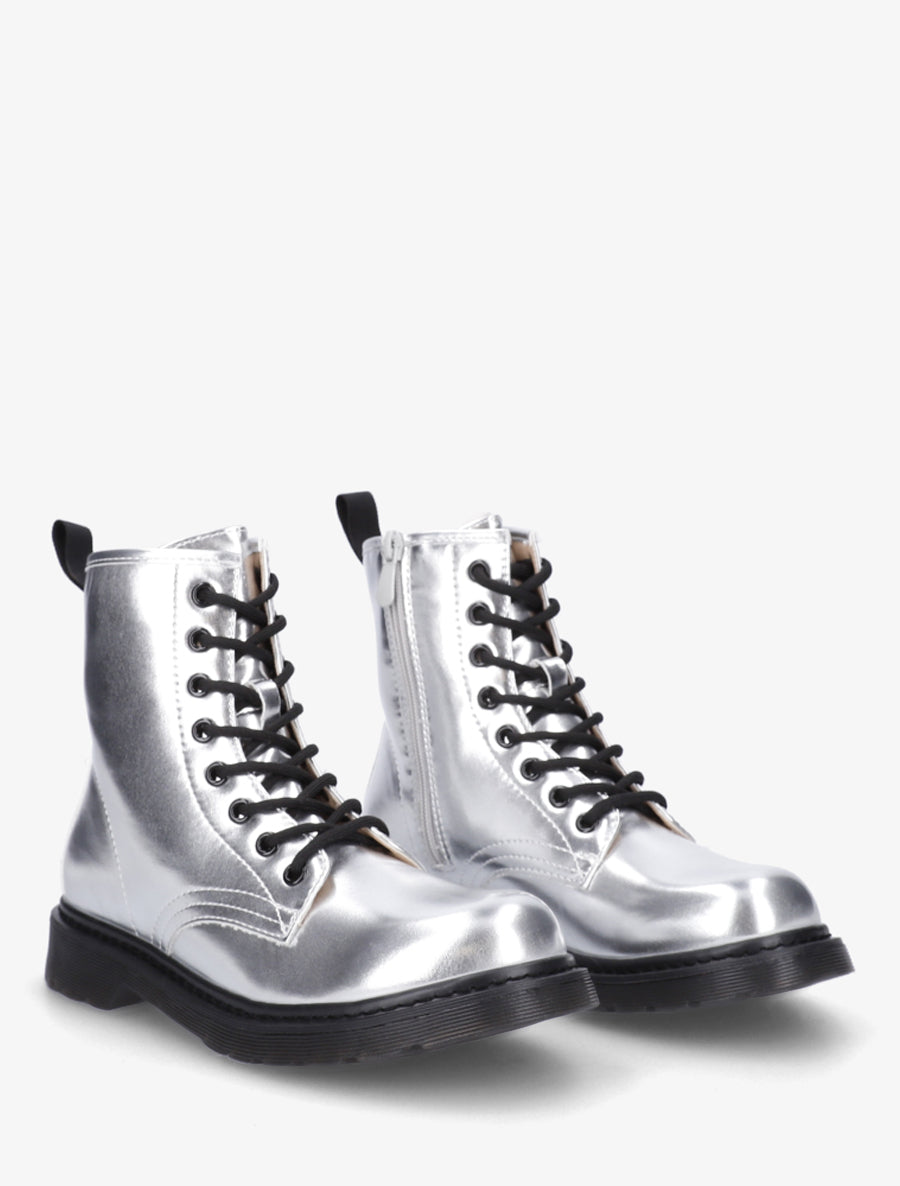 Bottines nacrées à lacets - Argent - 4