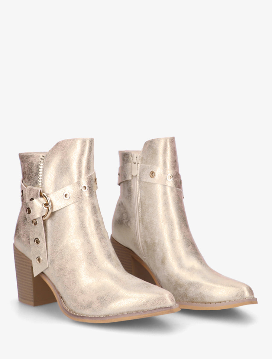 Bottines nacrées à sangles - Or - 4