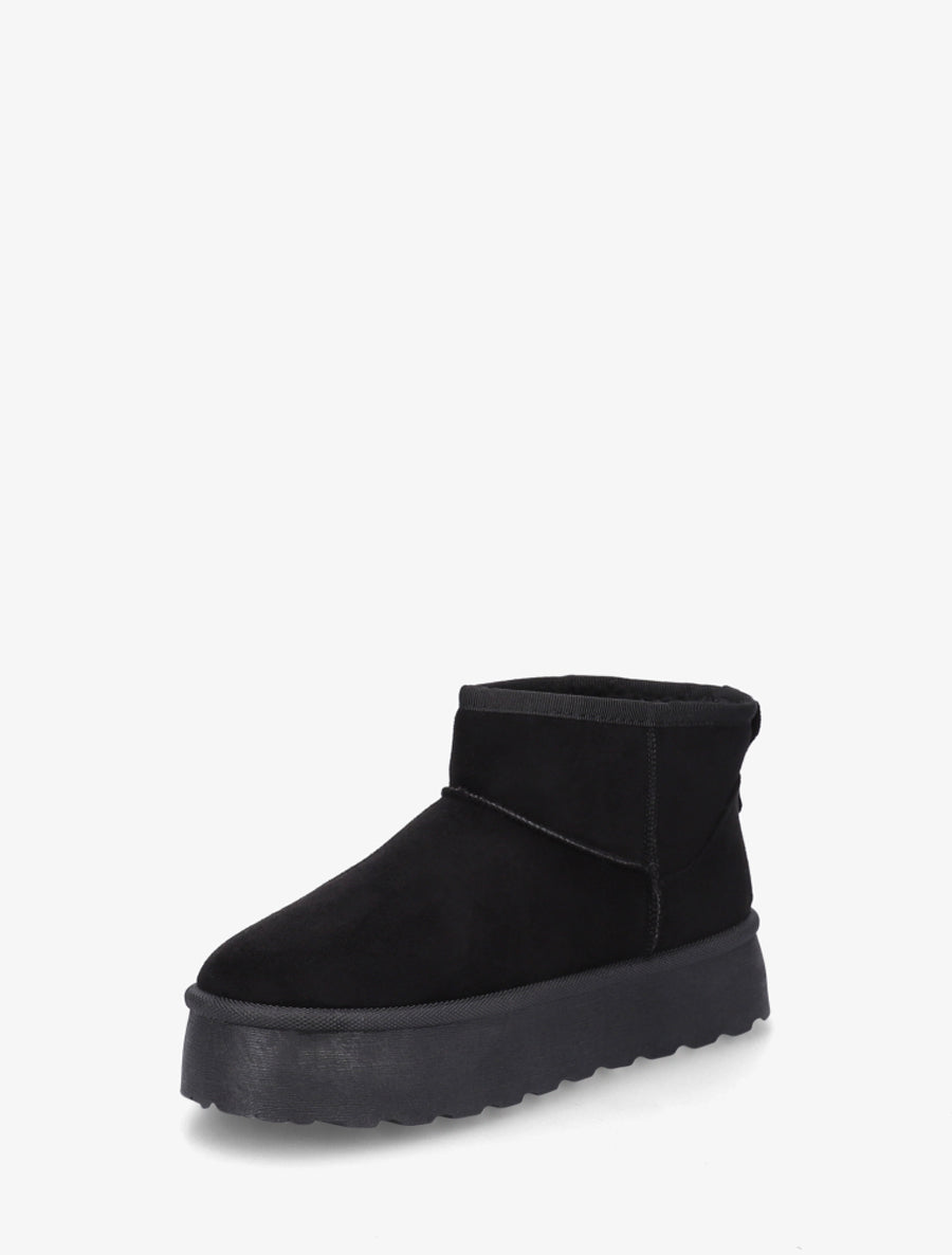 Bottines fourrées en suédine - Noir - 3
