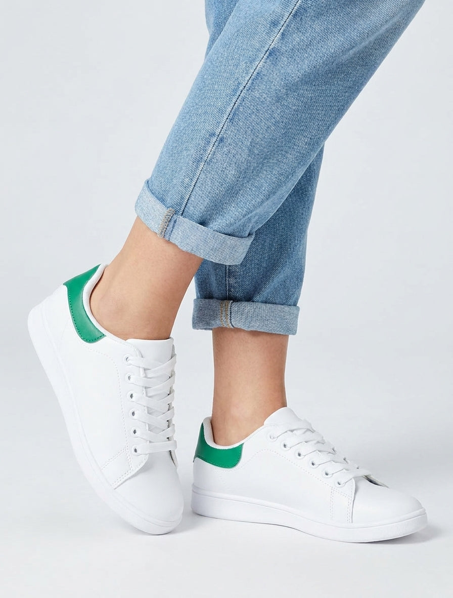 Basis sneakers met contrasterende hielversteviging - Groen