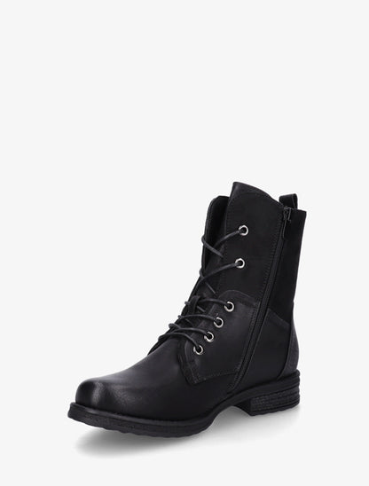 Bottines lacées à zip et empiècement python - Noir - 3