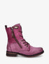 Bottines lacées à zip et empiècement python - Lie de vin - 1