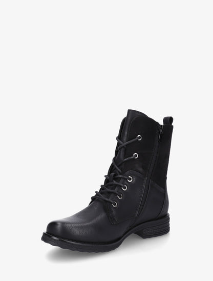 Bottines bimatière à lacets - Noir - 3