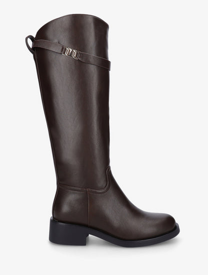 Bottes en simili à lannière décorative - Marron - 1