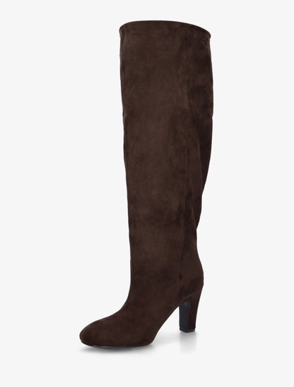 Bottes en suédine à bouts ronds - Marron - 3
